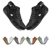 Italian Handmade Leather High Boots, Beck Shoes Men Waterproof, Lightweight Non-Slip Breathable Outdoor Trail Sports Walking Casual Chukka Sneakers For Men And Women(Black,9 UK)