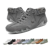 Italian Handmade Leather High Boots, Beck Shoes Outdoor Waterproof Lightweight Non-Slip Comfort Unisex For Hiking Camping & Driving All Season High Top Chukka Boots Italian Shoes(Color:grey,Size:41 EU