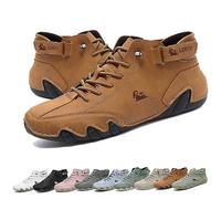 Italian Handmade Leather High Boots, Beck Shoes Outdoor Waterproof Lightweight Non-Slip Comfort Unisex For Hiking Camping & Driving All Season High Top Chukka Boots Italian Shoes(Color:Light Brown,Siz