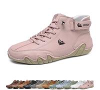 Italian Handmade Leather High Boots, Mens Lace Up Breathable Chukka Boots, Lightweight Non-Slip Outdoor Shoes for Hiking Camping and Driving (Color : Pink, Size : 45 EU)
