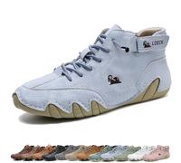 Italian Handmade Leather High Boots, Mens Lace Up Breathable Chukka Boots, Lightweight Non-Slip Outdoor Shoes for Hiking Camping and Driving (Color : Light blue, Size : 44 EU)