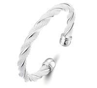 Italian Handmade Women Bracelet Silver Solid S925 Sterling Silver Adjustable Open Bracelet for Women Trendy Silver Bracelet Jewelry Gift for Her, Adjustable, Sterling Silver, No Gemstone