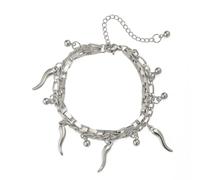 Italian Horn Cornicello Bracelet Devil's Third Eye Evil Eye Bracelet Good Luck Chili Pepper Protection Talisman Jewelry Gift for Women Men (silver 3)