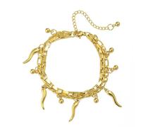 Italian Horn Cornicello Bracelet Devil's Third Eye Evil Eye Bracelet Good Luck Chili Pepper Protection Talisman Jewelry Gift for Women Men (gold 3)