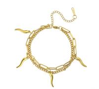 Italian Horn Cornicello Bracelet Devil's Third Eye Evil Eye Bracelet Good Luck Chili Pepper Protection Talisman Jewelry Gift for Women Men (gold 2)