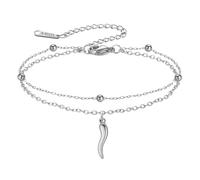 Italian Horn Cornicello Bracelet Devil's Third Eye Evil Eye Bracelet Good Luck Chili Pepper Protection Talisman Jewelry Gift for Women Men (silver)