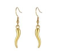 Italian Horn Earrings Devil's Third Eye Evil Eye Cornicello Earrings Good Luck Chili Pepper Protection Talisman Jewelry Gift for Women, M, Stainless Steel, No Gemstone