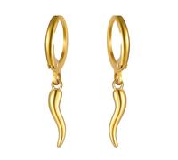Italian Horn Earrings Devil's Third Eye Evil Eye Cornicello Earrings Good Luck Chili Pepper Protection Talisman Jewelry Gift for Women, M, Stainless Steel, No Gemstone