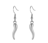 Italian Horn Earrings Devil's Third Eye Evil Eye Cornicello Earrings Good Luck Chili Pepper Protection Talisman Jewelry Gift for Women, M, Stainless Steel, No Gemstone