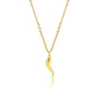Italian Horn Pendant Necklace Lucky Amulet Gold Silver Plated Vintage Charm Talisman Protection Cornciello Chili Pepper Shaped Spiral Chain Necklace for Men Women Minimalist Birthday Festival Jewelry