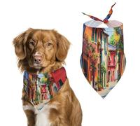 Italian Houses And Flowers Dog Bandana Adjustable Pet Scarf Bib Cute Triangle Handkerchief for Dogs Cats Gifts