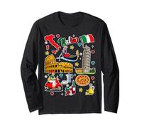 Italian Icons, Cute Italy Travel Souvenir for Italy Lovers Long Sleeve T-Shirt