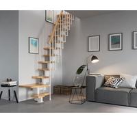 Italian Indoor Space-Saving Staircase, Beech Wood Alternate Steps Handrail, Steel Central Stringer, Straight 11-Step Kit, L-Shape/U-Shape Winding Optional Pls Get a Shipping Quote from us Before Order