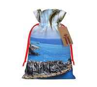 Italian Island Fisherman Village Gift Bag with Handles and tag, Perfect for Christmas, Birthday, Wedding or Daily Gift - (S)