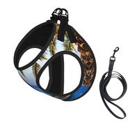 Italian Island Fisherman Village Print Adjustable Harness Leash Set For Cats And Dogs, Soft Breathable Kitten Puppy Mesh Vest With Reflective Design, Escape-Proof Lead For Small Pets Walking Training