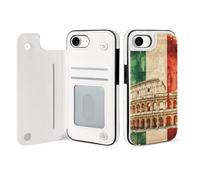 Italian Italy Flag Printed Flip Phone Cases Compatible with iPhone 16 | Novelty Protective Cover for 16/16 Plus/16 Pro/16 Pro Max/16 E/16 SE4
