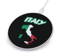 Italian Italy Map Flag Funny Charger Pad with USB Cable | 10W Max Fast Charging Stand Fit for Most Cell Phone (No AC Adapter)