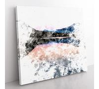 Italian Lake Watercolour Modern Canvas Wall Art Print Ready to Hang, Framed Picture for Living Room Bedroom Home Office Décor, 50x50 cm (20x20 Inch)