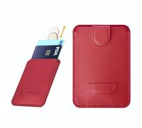 Italian Leather MagSafe Compatible Magnetic Card Wallet - Be Your Santa MagWallet Premier - Pull-Tab Design for iPhone 17 16 15 14 13 12 (Not for iPhone 13/12 Mini) - Red