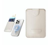 Italian Leather MagSafe Compatible Magnetic Card Wallet - Be Your Santa MagWallet Premier - Pull-Tab Design for iPhone 17 16 15 14 13 12 (Not for iPhone 13/12 Mini) - Cream White