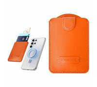 Italian Leather MagSafe Compatible Magnetic Card Wallet - Be Your Santa MagWallet Premier - Pull-Tab for Samsung Galaxy S26 S25 S24 S23 Ultra & iPhone Series - Cosmic Orange