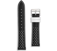 Italian Leather Rally Watch Strap | Black Blue Red Orange White | 20mm 22mm | Perforated Vintage Contrast Stitch Racing Band | Full-Grain Drive Sport Style | Tool & Spring Bars Included