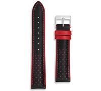 Italian Leather Rally Watch Strap | Black Blue Red Orange White | 20mm 22mm | Perforated Vintage Contrast Stitch Racing Band | Full-Grain Drive Sport Style | Tool & Spring Bars Included