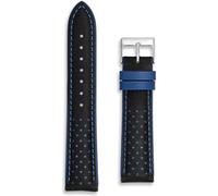 Italian Leather Rally Watch Strap | Black Blue Red Orange White | 20mm 22mm | Perforated Vintage Contrast Stitch Racing Band | Full-Grain Drive Sport Style | Tool & Spring Bars Included