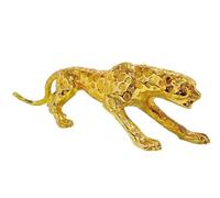 Italian Leopard Jaguar Ornament - Handcrafted Tiger, Romany Animal & Cheetah Figurine Collection Exotic Wildlife Decor for Home or Office Display (Gold)
