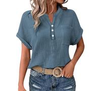 Italian Linen Tops, Blouse for Women, Plain Tshirts Women, Women's Cotton Blouses, Going Out Tops, Ladies tee Shirts Size 18, Italy Clothing, Womens Denim Shirt, Woman Shirt Light Blue