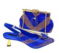 Italian Luxury Rhinestone Heels Bag Set Pointed Toe Party Pumps with Matching Clutch for Wedding