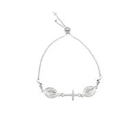 Italian Made 925 Silver Adjustable Cross Faith Charm Bracelet For Women