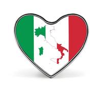 Italian Map on Italy Flag Heart Lapel Tie Pin Brooch Badge Cute Love Shape Clothes Hat Accessories for Men Women Couples
