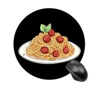 Italian Meatball Spaghetti Round Gaming Mousepad Rubber Base Desk Mat for Office Laptop Computer