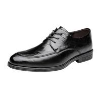 Italian Men's Luxury Wingtip Oxford Shoes Block Heel Anti Slip Lace Up Dress Leather Shoes for Business Office and Evening Events(Negro,9 UK)