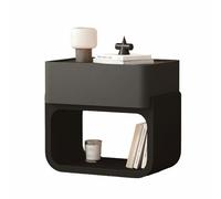 Italian Minimalist Floating Nightstand, Open Sto Bedroom Cabinet, Lar Capaci Design, Modern Black Night Table (18x16x20in) - Slish Space Saver