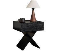 Italian Minimalist Nightstand, Farmhouse Dressing Table With Drawers, Small Space Black Storage Cabinet, Easy To Install