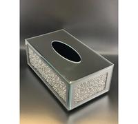 ITALIAN MIRROR TISSUE BOX HOLDER COVER CRYSTAL CRUSHED DIAMOND