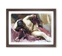 Italian Model By John Singer Sargent Classic Painting Framed Print | A3 Walnut Framed Wall Art | Ready to Hang | Classic Historical Picture | Living Room Bedroom Lounge Office