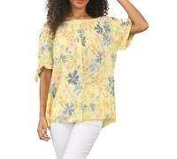 Italian Off Shoulder Bardot Tops For Women Summer Tops For Women UK Ladies Floral Print Blouse Short Sleeves Cotton Linen Shirts One Size 8-20 (UK, Numeric, 8, 20, Regular, Regular, Floral Yellow)