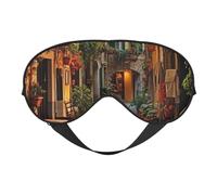 Italian Old Street Double-Sided Sleep Eye Mask, Comfort Soft Blindfold with Adjustable Strap, Block Out Light