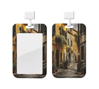 Italian Old Street Print Card ID Badge Holder with Breakaway Lanyard,for Doctor Teacher Nurse Staff Office