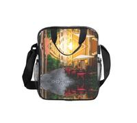 Italian Old Street Print Clear Pvc Waterproof Tote Transparent See Through Lunch Handbag,Travel Toiletry Bag,Women Men Work Shopping