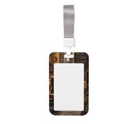 Italian Old Street Print Detachable Neck Lanyardbadge Holder Card Name Protector Cover with Lanyard Strap