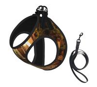 Italian Old Street Print Dog Harness Reflective Pet Vest Harness Puppy Harnesses Leash Set,For Walking Training