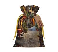 Italian Old Street Print Drawstring Gift Bags Packaging Party Candy Goodie Bag Xmas Presents Decor Holiday Giving
