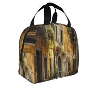 Italian Old Street Print Foldable Insulated Lunch Bag Meals Snacks Beverages Boys Girls Teenagers Picnics