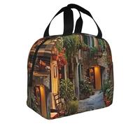 Italian Old Street Print Foldable Insulated Lunch Bag Meals Snacks Beverages Boys Girls Teenagers Picnics