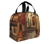 Italian Old Street Print Foldable Insulated Lunch Bag Meals Snacks Beverages Boys Girls Teenagers Picnics