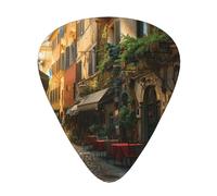 Italian Old Street Print Guitar Picks 12-Pack - Assorted Thickness Picks (0.46 mm, 0.71 mm, 0.96 mm) with Storage Box & Assorted Unique Design for Acoustic, Electric, Bass, and Ukulele Players